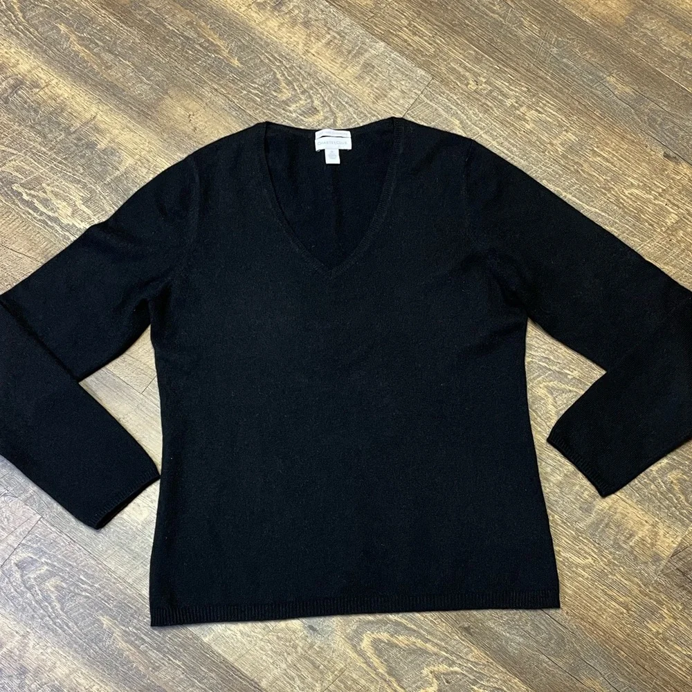 Charter Club 2 Ply 100% Cashmere V-Neck Black Soft Sweater Women’s Medium - Picture 1 of 9